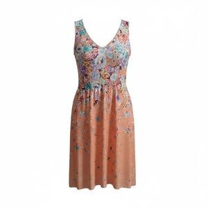 Floral Scoop-Neck Sundress in Peach